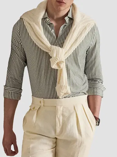 Polo Ralph Lauren Men's Classic-Fit Seersucker Oxford Shirt - Soft Olive White | Thumbnail 6 Polo Ralph Lauren Men's Classic-Fit Seersucker Oxford Shirt - Soft Olive White | Thumbnail 6