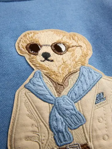 Ralph Lauren Purple Label Men's Polo Bear Cotton Crewneck Sweatshirt - Blue Horizon | Thumbnail 2 Ralph Lauren Purple Label Men's Polo Bear Cotton Crewneck Sweatshirt - Blue Horizon | Thumbnail 2
