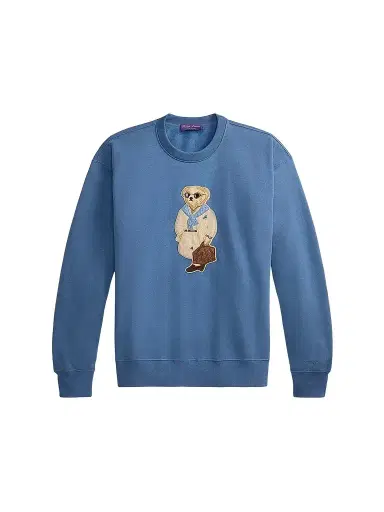 Ralph Lauren Purple Label Men's Polo Bear Cotton Crewneck Sweatshirt - Blue Horizon | Thumbnail 1 Ralph Lauren Purple Label Men's Polo Bear Cotton Crewneck Sweatshirt - Blue Horizon | Thumbnail 1