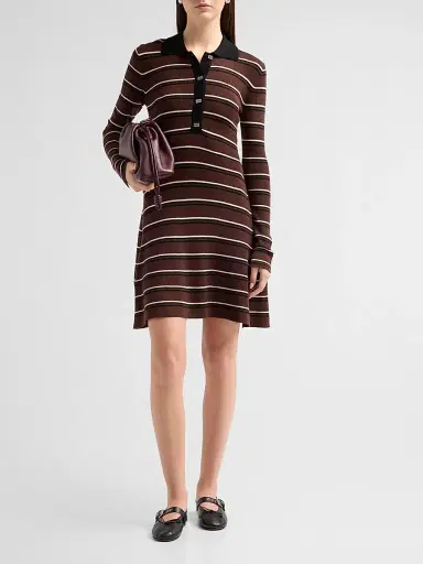 Ganni Women's Stripe Wool Polo Mini Dress - Size XL | Thumbnail 2 Ganni Women's Stripe Wool Polo Mini Dress - Size XL | Thumbnail 2