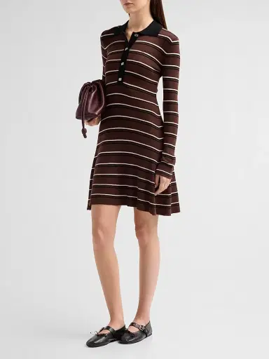 Ganni Women's Stripe Wool Polo Mini Dress - Size XL | Thumbnail 4 Ganni Women's Stripe Wool Polo Mini Dress - Size XL | Thumbnail 4