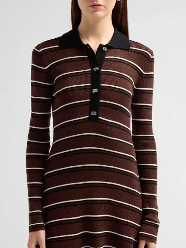 Ganni Women's Stripe Wool Polo Mini Dress - Size XL | Thumbnail 5 Ganni Women's Stripe Wool Polo Mini Dress - Size XL | Thumbnail 5