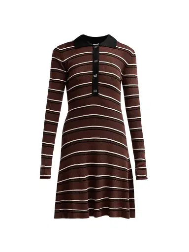Ganni Women's Stripe Wool Polo Mini Dress - Size XL | Thumbnail 1 Ganni Women's Stripe Wool Polo Mini Dress - Size XL | Thumbnail 1