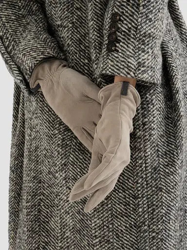 Brunello Cucinelli Women's Suede Gloves with Monili - Beige | Thumbnail 3 Brunello Cucinelli Women's Suede Gloves with Monili - Beige | Thumbnail 3