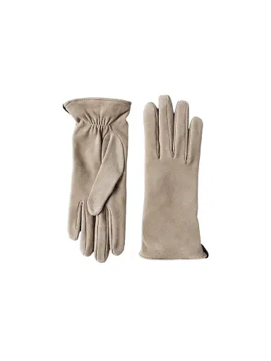 Brunello Cucinelli Women's Suede Gloves with Monili - Beige | Thumbnail 1 Brunello Cucinelli Women's Suede Gloves with Monili - Beige | Thumbnail 1