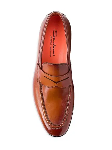 Santoni Men's Leather Penny Loafers - Light Brown - Size 12 | Thumbnail 5 Santoni Men's Leather Penny Loafers - Light Brown - Size 12 | Thumbnail 5