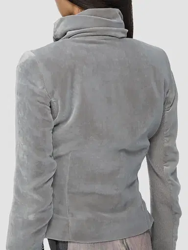 Rick Owens Women's Velvet Classic Biker Jacket - Steel - Size 10 | Thumbnail 5 Rick Owens Women's Velvet Classic Biker Jacket - Steel - Size 10 | Thumbnail 5
