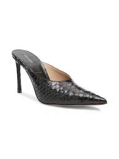 TOM FORD Women's 85MM Python-Embossed Leather Mules - Black | Thumbnail 2 TOM FORD Women's 85MM Python-Embossed Leather Mules - Black | Thumbnail 2