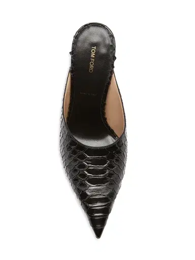 TOM FORD Women's 85MM Python-Embossed Leather Mules - Black | Thumbnail 4 TOM FORD Women's 85MM Python-Embossed Leather Mules - Black | Thumbnail 4