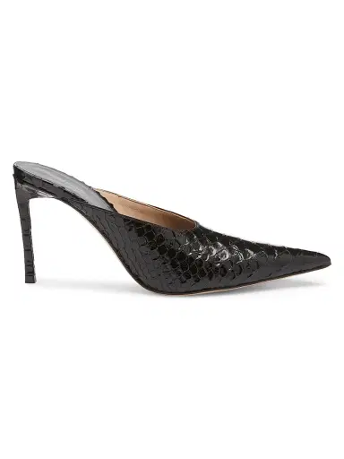 TOM FORD Women's 85MM Python-Embossed Leather Mules - Black | Thumbnail 1 TOM FORD Women's 85MM Python-Embossed Leather Mules - Black | Thumbnail 1