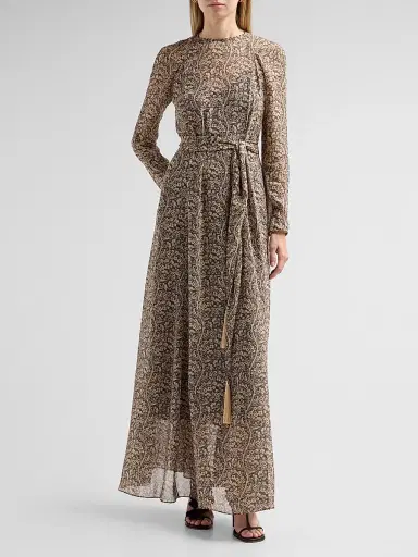 Zimmermann Women's Valiant Paisley Belted Maxi Dress - Charcoal Paisley - Size 8 | Thumbnail 2 Zimmermann Women's Valiant Paisley Belted Maxi Dress - Charcoal Paisley - Size 8 | Thumbnail 2