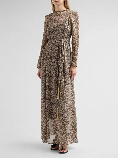 Zimmermann Women's Valiant Paisley Belted Maxi Dress - Charcoal Paisley - Size 8 | Thumbnail 4 Zimmermann Women's Valiant Paisley Belted Maxi Dress - Charcoal Paisley - Size 8 | Thumbnail 4