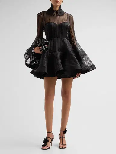 Zimmermann Women's Valiant Lantern Mini Dress - Black - Size 8 | Thumbnail 2 Zimmermann Women's Valiant Lantern Mini Dress - Black - Size 8 | Thumbnail 2