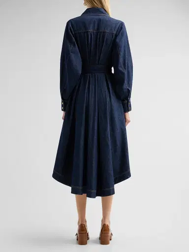 Zimmermann Women's Denim Belted Midi Shirtdress - Harbour Blue - Size 10 | Thumbnail 3 Zimmermann Women's Denim Belted Midi Shirtdress - Harbour Blue - Size 10 | Thumbnail 3