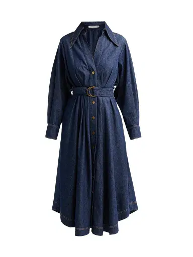 Zimmermann Women's Denim Belted Midi Shirtdress - Harbour Blue - Size 10 | Thumbnail 1 Zimmermann Women's Denim Belted Midi Shirtdress - Harbour Blue - Size 10 | Thumbnail 1