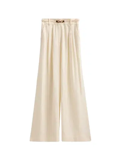 Zimmermann Women's Belted Wide Leg Pants - Cream - Size 10 | Thumbnail 1 Zimmermann Women's Belted Wide Leg Pants - Cream - Size 10 | Thumbnail 1