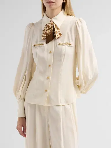 Zimmermann Women's Utility Printed Tieneck Blouse - Cream - Size 8 | Thumbnail 4 Zimmermann Women's Utility Printed Tieneck Blouse - Cream - Size 8 | Thumbnail 4