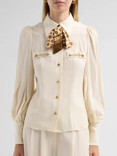 Zimmermann Women's Utility Printed Tieneck Blouse - Cream - Size 8 | Thumbnail 5 Zimmermann Women's Utility Printed Tieneck Blouse - Cream - Size 8 | Thumbnail 5