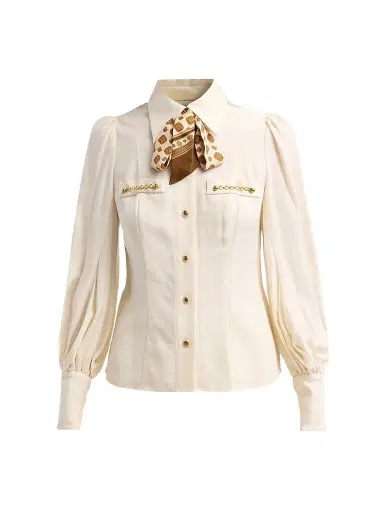 Zimmermann Women's Utility Printed Tieneck Blouse - Cream - Size 8 | Thumbnail 1 Zimmermann Women's Utility Printed Tieneck Blouse - Cream - Size 8 | Thumbnail 1
