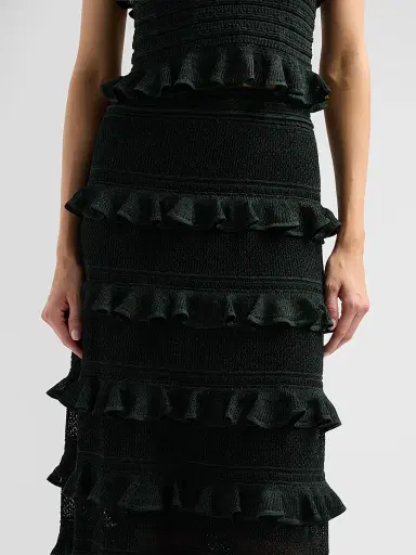 Zimmermann Women's Valiant Frill Midi Skirt - Metallic Bottle Green - Size 10 | Thumbnail 5 Zimmermann Women's Valiant Frill Midi Skirt - Metallic Bottle Green - Size 10 | Thumbnail 5