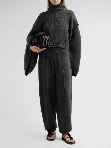 Zimmermann Women's Valiant Knit Barrel-Leg Pants - Graphite - Size 8 | Thumbnail 2 Zimmermann Women's Valiant Knit Barrel-Leg Pants - Graphite - Size 8 | Thumbnail 2