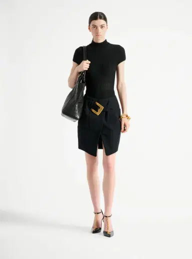 Balmain Belted grain de poudre skirt | Thumbnail 2 Balmain Belted grain de poudre skirt | Thumbnail 2