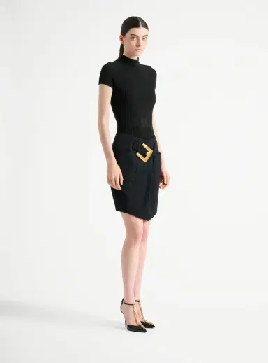 Balmain Belted grain de poudre skirt | Thumbnail 3 Balmain Belted grain de poudre skirt | Thumbnail 3