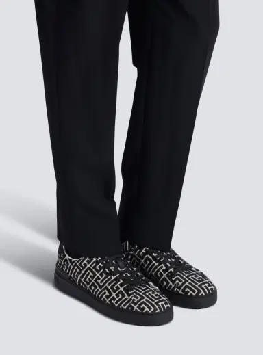Balmain B-Court sneakers in leather and Monogram jacquard | Thumbnail 2 Balmain B-Court sneakers in leather and Monogram jacquard | Thumbnail 2