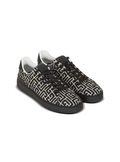 Balmain B-Court sneakers in leather and Monogram jacquard | Thumbnail 3 Balmain B-Court sneakers in leather and Monogram jacquard | Thumbnail 3