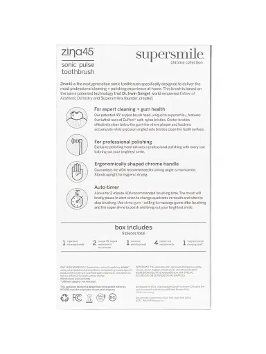 supersmile Zina45 Sonic Pulse Toothbrush - Chrome Silver | Thumbnail 4 supersmile Zina45 Sonic Pulse Toothbrush - Chrome Silver | Thumbnail 4