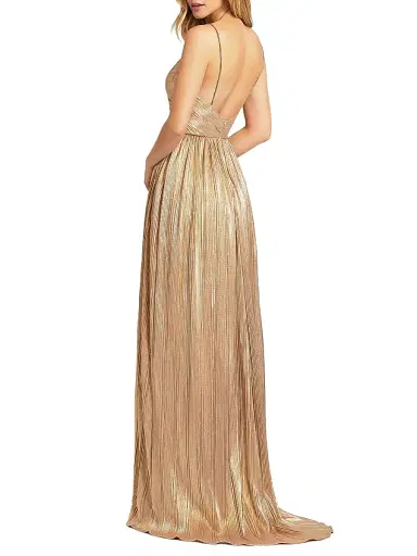 Mac Duggal Women's Metallic Ruched A-Line Gown | Thumbnail 2 Mac Duggal Women's Metallic Ruched A-Line Gown | Thumbnail 2