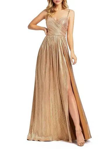 Mac Duggal Women's Metallic Ruched A-Line Gown | Thumbnail 1 Mac Duggal Women's Metallic Ruched A-Line Gown | Thumbnail 1