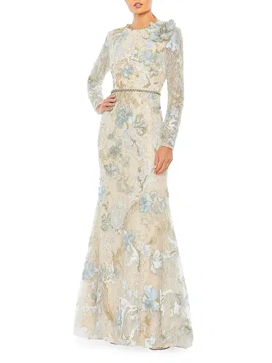 Mac Duggal Women's Floral Embroidered Lace Trumpet Gown | Thumbnail 1 Mac Duggal Women's Floral Embroidered Lace Trumpet Gown | Thumbnail 1