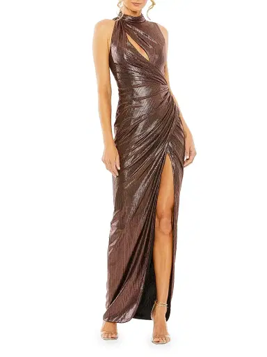 Mac Duggal Women's Ieena High-Neck Lamé Gown | Thumbnail 1 Mac Duggal Women's Ieena High-Neck Lamé Gown | Thumbnail 1