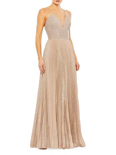 Mac Duggal Women's Ieena Pleated Shimmer Gown | Thumbnail 1 Mac Duggal Women's Ieena Pleated Shimmer Gown | Thumbnail 1
