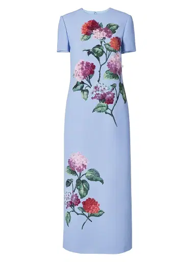 Carolina Herrera Women's Bead-Embellished Floral Short-Sleeve Dress - Cloudy Blue - Size 16 | Thumbnail 1 Carolina Herrera Women's Bead-Embellished Floral Short-Sleeve Dress - Cloudy Blue - Size 16 | Thumbnail 1