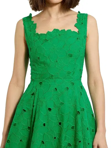 Mac Duggal Women's Cotton Floral Eyelet Embroidered Midi-Dress | Thumbnail 4 Mac Duggal Women's Cotton Floral Eyelet Embroidered Midi-Dress | Thumbnail 4