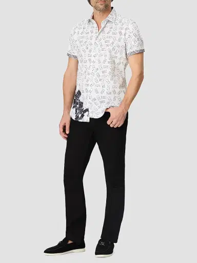 Robert Graham Men's Stack & Slam Cotton Button-Front Shirt - White | Thumbnail 2 Robert Graham Men's Stack & Slam Cotton Button-Front Shirt - White | Thumbnail 2