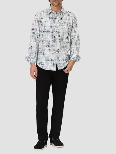 Robert Graham Men's Webster Printed Cotton Button-Front Shirt - White | Thumbnail 2 Robert Graham Men's Webster Printed Cotton Button-Front Shirt - White | Thumbnail 2