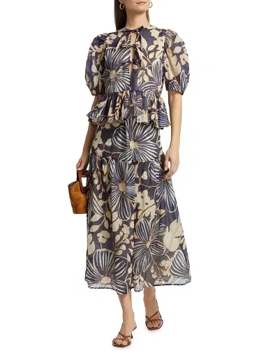 Marie Oliver Women's Owens Floral Cotton Midi-Skirt - Moon Flower | Thumbnail 2 Marie Oliver Women's Owens Floral Cotton Midi-Skirt - Moon Flower | Thumbnail 2