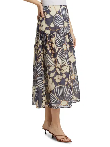 Marie Oliver Women's Owens Floral Cotton Midi-Skirt - Moon Flower | Thumbnail 4 Marie Oliver Women's Owens Floral Cotton Midi-Skirt - Moon Flower | Thumbnail 4
