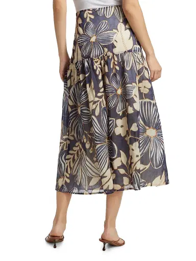 Marie Oliver Women's Owens Floral Cotton Midi-Skirt - Moon Flower | Thumbnail 5 Marie Oliver Women's Owens Floral Cotton Midi-Skirt - Moon Flower | Thumbnail 5