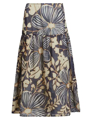 Marie Oliver Women's Owens Floral Cotton Midi-Skirt - Moon Flower | Thumbnail 1 Marie Oliver Women's Owens Floral Cotton Midi-Skirt - Moon Flower | Thumbnail 1