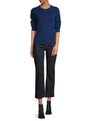Majestic Filatures Women's Cashmere Crewneck Sweater - Blue | Thumbnail 2 Majestic Filatures Women's Cashmere Crewneck Sweater - Blue | Thumbnail 2