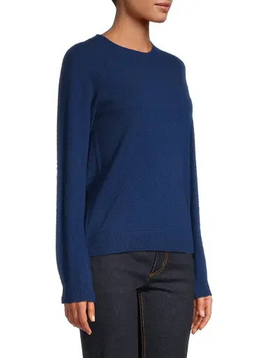 Majestic Filatures Women's Cashmere Crewneck Sweater - Blue | Thumbnail 4 Majestic Filatures Women's Cashmere Crewneck Sweater - Blue | Thumbnail 4