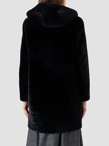 Akris Women's Oxana Leather & Shearling Reversible Hooded Coat - Black - Size 10 | Thumbnail 4 Akris Women's Oxana Leather & Shearling Reversible Hooded Coat - Black - Size 10 | Thumbnail 4