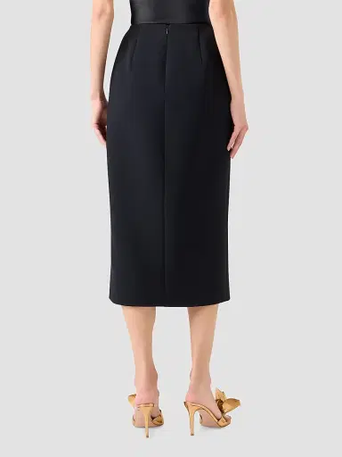 Akris Women's Virgin Wool Slit Midi Skirt - Black - Size 16 | Thumbnail 2 Akris Women's Virgin Wool Slit Midi Skirt - Black - Size 16 | Thumbnail 2