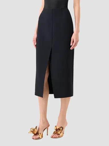 Akris Women's Virgin Wool Slit Midi Skirt - Black - Size 16 | Thumbnail 5 Akris Women's Virgin Wool Slit Midi Skirt - Black - Size 16 | Thumbnail 5