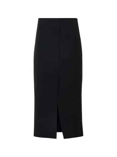 Akris Women's Virgin Wool Slit Midi Skirt - Black - Size 16 | Thumbnail 1 Akris Women's Virgin Wool Slit Midi Skirt - Black - Size 16 | Thumbnail 1