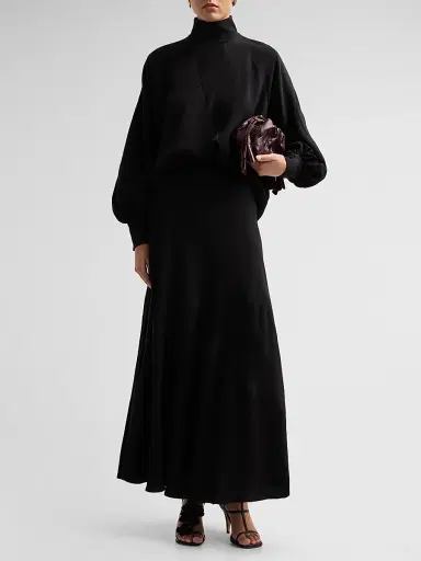 Zimmermann Women's Bias Mock Turtleneck Blouse - Black - Size 8 | Thumbnail 2 Zimmermann Women's Bias Mock Turtleneck Blouse - Black - Size 8 | Thumbnail 2